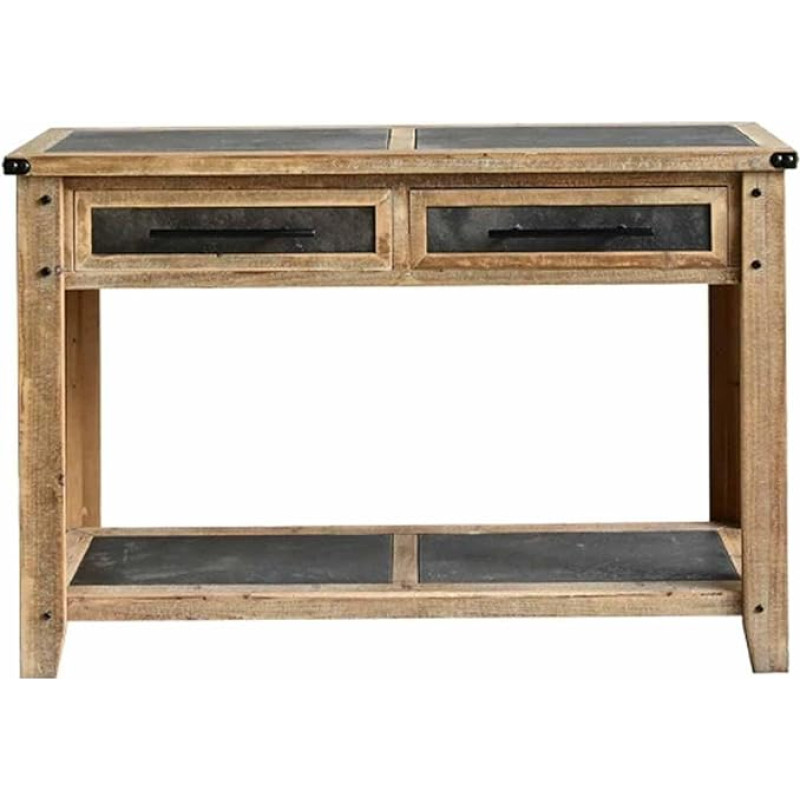 R Wooden Entrance Table with Drawers and Storage Shelves for Living Room and Hallway, Industrial Console, Sofa Table for Entrance and Foyer, 47 Inch