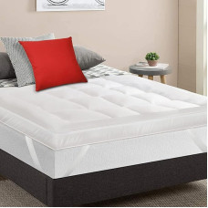 MightySoft Mattress Topper Super King Size Bed - 10 cm Thick, Quilted and Extra Deep Mattress Topper, Super King, Breathable Mattress Topper with Elastic Straps (850 GSM Filling)