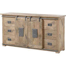 Railway Sideboard 170 x 45 x 90 cm Mango, Colour: Painted Beige, Size: 170 x 45 x 90 cm (W x D x H)