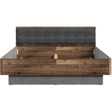 FORTE Clif Bed System, Lying Surface 180 x 200 cm, Wood Composite, Old - Wood Vintage / Concrete Look Dark Grey, 209.9 x 187.5 x 91.7 cm