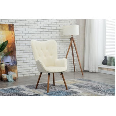 Roundhill Furniture Doarnin Modern Silky Velvet Tufted Buttoned Back Accent Chair Modern White