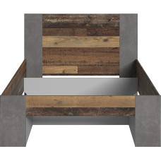 FORTE Clif Teenager's Room Bed, Lying Surface 120 x 200 cm, Wood Material, Old Wood Vintage Decor and Concrete, Dark Grey, 204.9 x 125.1 x 90.5 cm
