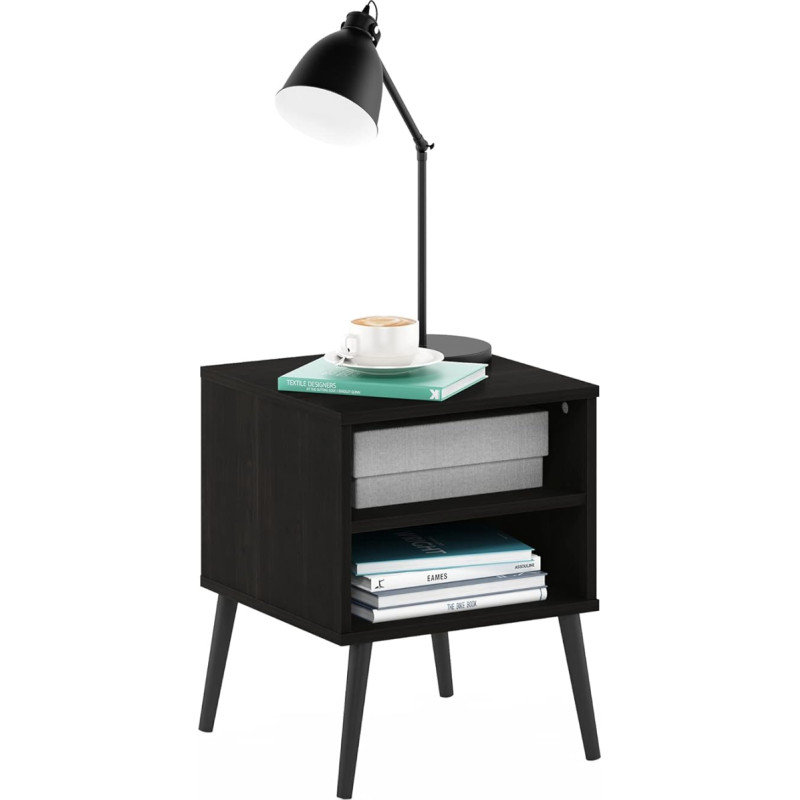 Furinno Claude Mid-Century Style Coffee Table with Wooden Legs Espresso