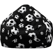 Treer Bean Bag without Filling for Children and Adults, 3D Football Print Lazy Bean Bag Bean Bag Cover, Toy Storage Seat Cushion with Zip (Black, 100 x 120 cm)