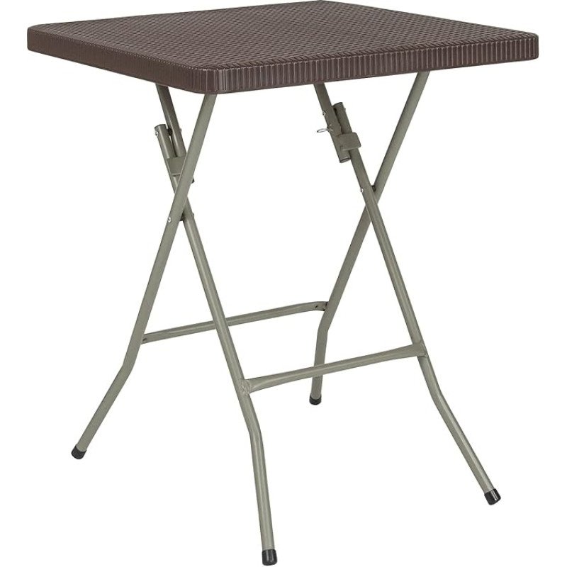 Flash Furniture 4m Brown Rattan Square Folding Table