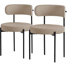 ML-Design Dining Room Chairs, Set of 2, Kitchen Chairs Made of Teddy Fabric, Brown, Living Room Chair with Backrest, Upholstered Chairs with Black Metal Legs, Ergonomic Lounge Chair for Dining