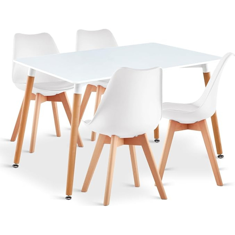 LEPTIS MAGNA Dining Table and Chairs Set of 4 - Dining Table and Chairs - Kitchen Table and 4 Soft Padded Seats - Modern and Modern Dining Sets