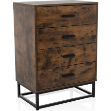 hjh LIVING Vinstra Chest of Drawers with 4 Drawers Industrial Style Drawer Cabinet for Bedroom Hallway Living Room Brown 60 x 38.5 x 83.5 cm