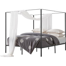 VEVOR Canopy Bed Frame (King), Metal Canopy Bed (800 lbs.) with Canopy Design, Heavy Duty Steel Slat Support, Under Bed Storage, No Box Spring Required, Black Mesh Frame