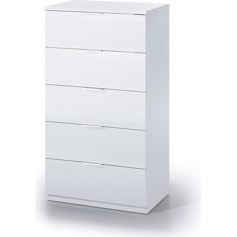 Dmora - Mesquite Chest of Drawers with 5 Drawers, Chest of Drawers for Bedroom, Modern Dresser, 60 x 40 x 110 cm, White