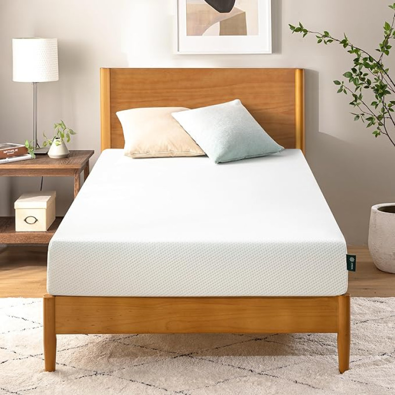 Zinus Conventional Bed Mattress, Foam Memory Foam Polyester, White, Twin