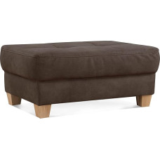 CAVADORE Puccino Stool with Wooden Feet in Country House Style / Side Stool for Puccino Sofa in Leather Look / 99 x 45 x 65 cm / Microfibre Dark Brown
