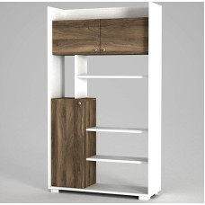 moebel17 Punto Bookcase 4449 Storage Shelf Wooden Shelf Room Divider White Brown with 3 Doors 9 Shelves 90 x 155.5 x 29.5 cm