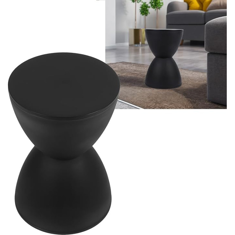 Culnflun Stool Hourglass Shaped, 43 x 30 cm, Modern Sofa Side Table, Coffee Table, Round, Shoe Change for Home Use, Round Coffee Table for Living Room, Bedroom, Bedside Table, Home Decoration (Black)