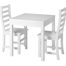 Modern White Dining Set with Table and 2 Chairs Solid Pine 90.70-50 A W Set 21