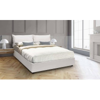 Talamo Italia - Jasmine White Faux Leather Double Bed - 100% Made in Italy - Front Opening + Mattress 160 x 200 cm