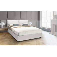 Talamo Italia - Jasmine White Faux Leather Double Bed - 100% Made in Italy - Front Opening + Mattress 160 x 200 cm