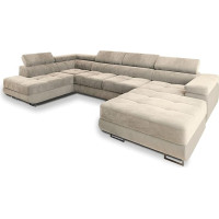 Masseno CASONE L-S Corner Sofa with Sleep Function U-Shape, Sofa with Bed Box, Living Room Sofa, Couch, Soffa, Sofa Bed, Couch Set, Cream, Monolith 04