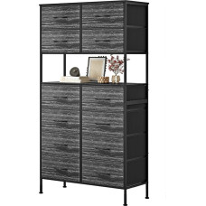 Mintnook Chest of Drawers with Drawers, White Chest of Drawers with 12 Fabric Drawers, Storage Cabinet, Drawer Cabinet, Living Room, Metal Frame, Tall Chest of Drawers for Living Room, Hallway, Black