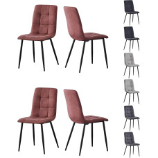 mcc direct Henri Dining Room Chairs Set of 4 Faux Suede with Metal Legs Designer Kitchen Chairs (Dusky Pink)