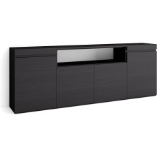 Skraut Home Sideboard, Highboard, Chest of Drawers, Chest of Drawers, 200 x 75 x 35 cm, 4 Doors, Living Room, Kitchen, Modern Style, Black