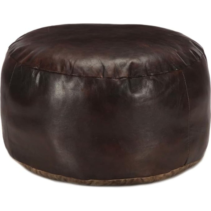 vidaXL Pouf Seat Pouf Stool Foot Stool Floor Cushion Seat Cushion Stool Ottoman Dark Brown 60 x 30 cm Genuine Goat Leather