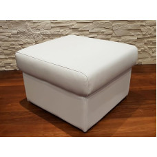 Quattro Meble White Real Leather Folding Stool with Storage Space Stool Cowhide Seat Cube 60 x 55 cm Footstool Upholstered Stool Real Leather Puff