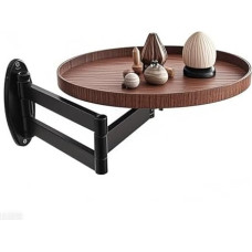 An der Wand montierter, zusammenklappbarer Kleiner runder Tisch, 11,8 Zoll, herunterklappbarer Schreibtisch mit 180°-Drehung, für Schlafzimmer, Arbeitszimmer, Wohnzimmer, Balkon (braun)