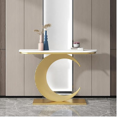 Bestiry Eingangstisch, rechteckiger Sofatisch hinter der Couch, schmale Konsole mit Metallrahmen, für Flur, Foyer, Eingang, Wohnzimmer, einfach zu montieren (Gold, 100 cm)