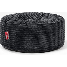 Lounge Pug Pouf Bean Bag 65 cm Round Black Corduroy Fabric Comfortable Stool or Footstool