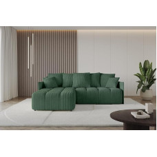 ALTDECOR Lonli-L Corner Sofa with Sleep Function and Bed Box, Corner Sofa, L-Shape Sofa Bed, Extendible Living Landscape Sofa Bed, Cauchsofa, Lonli-L 242 x 175 x 88 cm, Green