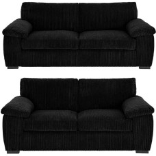 Jumbo Cord Elegant Sofa Set - Comfortable and Stylish 3+2 Seater Living Room Furniture in Black Colour