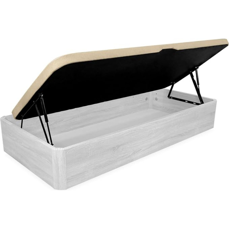 Homey Super Reinforced Large Capacity Folding Bed with Side Opening Breathable Rounded Corners 90 x 200 cm Fleece Wood 90 x 200 cm