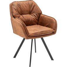 invicta INTERIOR Mr. Lounger Swivel Retro Design Chair Light Brown with Armrests