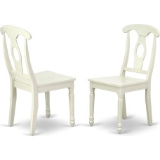 East West Furniture Kenley Nappoleon Dining Chair with Wooden Seat - Linen White (Pack of 2)