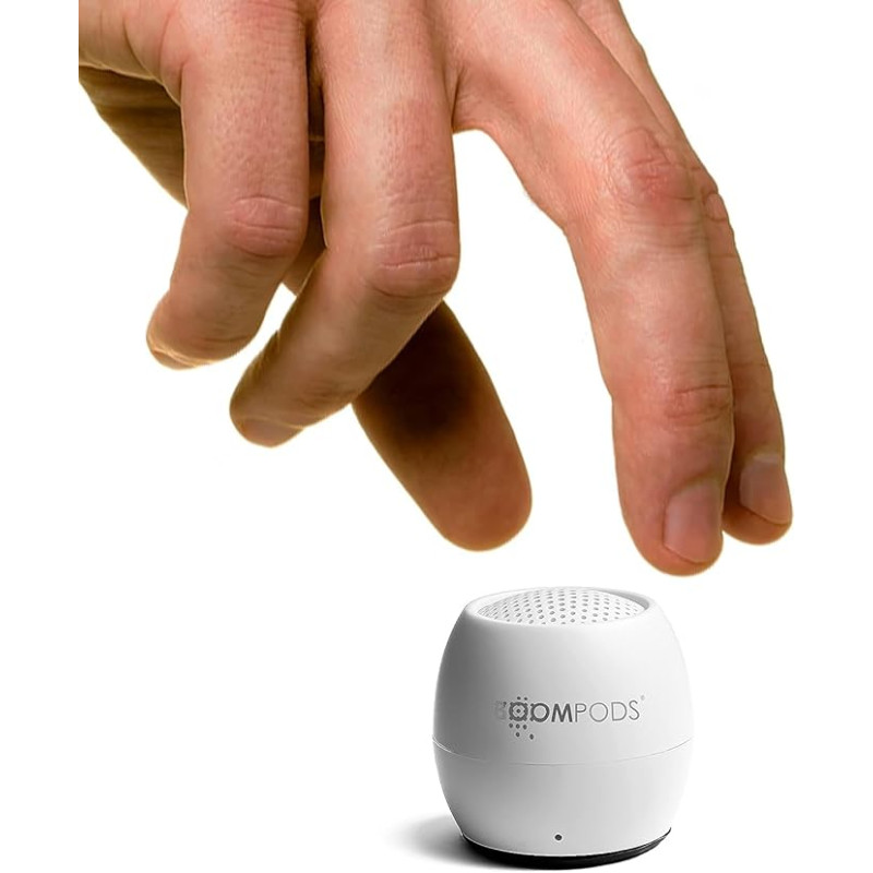 Boompods Zero Talk Mini Bluetooth kõlar koos Amazon Alexaga - kaasaskantav väliskõlar, IPX6 veekindel, 5 tundi mänguaega ja mikrofon, väike muusikakast mobiiltelefoni, duši all, reisil - valge