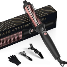 Thermal Brush 3 in 1, Thermal Brush Heat Brush 32 mm, UKLISS Round Brush Compact, Curling Brush Double Tension Suitable for Travel 160-204°C, Lightweight Heat Brush for Hair Styling - Comb, Curly,