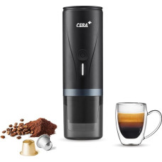 CERA+ Electric Portable Espresso Machine with 3-4 Minutes Self-Heating, 20 Bar 12 V Mini Battery Coffee Machine, Compatible with NS Capsule & Ground Coffee Travel Coffee Machine for Car, Camping