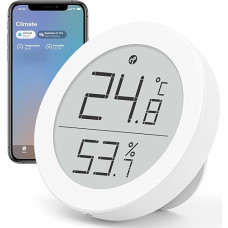 Qingping Thermometer Hygrometer Sensor Works with HomeKit (Works with iOS Only) via Thread or Bluetooth, Wireless Indoor Temperature and Humidity Monitor with E-Ink Display