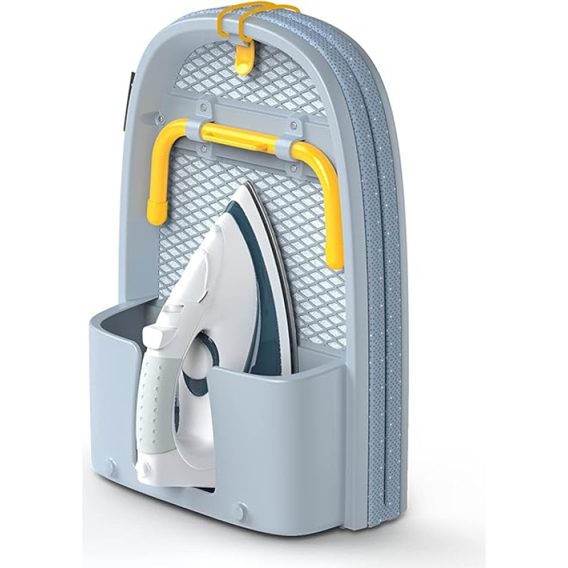 Joseph Joseph Pocket Space Saving Folding Ironing Board, Compact Table Top Ironing Board with Cotton Cover, Grey/Yellow