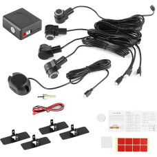 Qiilu Parking Radar System, Intelligent Parking Assistance System, 4 Sensor Probe, Car Reversing Radar, 80 dB Buzzer Alarm Set