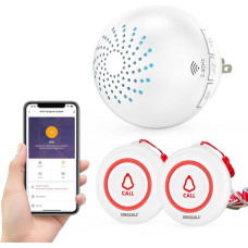 SINGCALL Tuya WiFi Wireless Call System (Equipment Upgrade), Alarm System for Elderly/Patients/Pregnant Women, Wireless Call Alarm with Long Range, 1 Receiver + 2 Call Buttons for Home