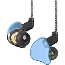 Yinyoo CCZ Emerald DD+BA Hybrid In-Ear Earphones, 10 mm Dual Magnetic Circuit, HiFi Headphones with 4-Core 4N OFC Cable, 2-Pin In-Ear Monitors (Blue, Microphone)