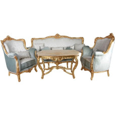 Seating Set Antique Sofa 4 Chair Dining Set Rococo Set Toile de Palazzo Exclusive