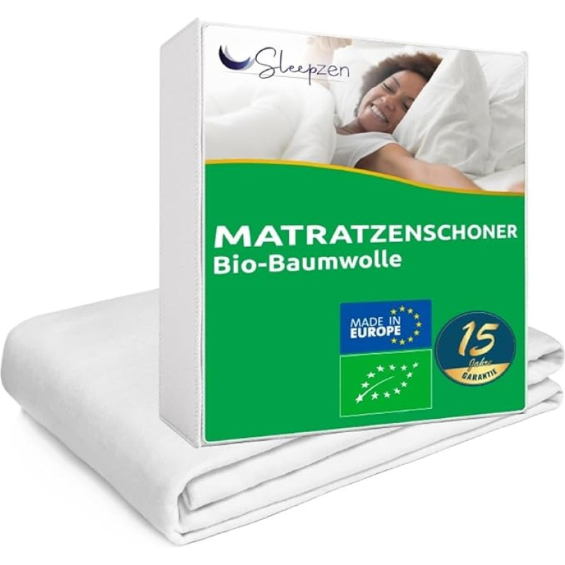 SLEEPZEN Mattress Protector 100 x 200 cm Organic Cotton Molleton Mattress Topper Oeko-Tex Certified 100% Cotton Natural Fleece Healthy and Quiet, Mattress Topper Not Water-Repellent - Made in EU
