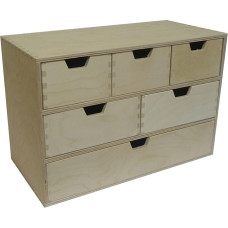 Wooden World Plain Wooden Storage Box with 6 Drawers 42cm x 28cm x 20cm