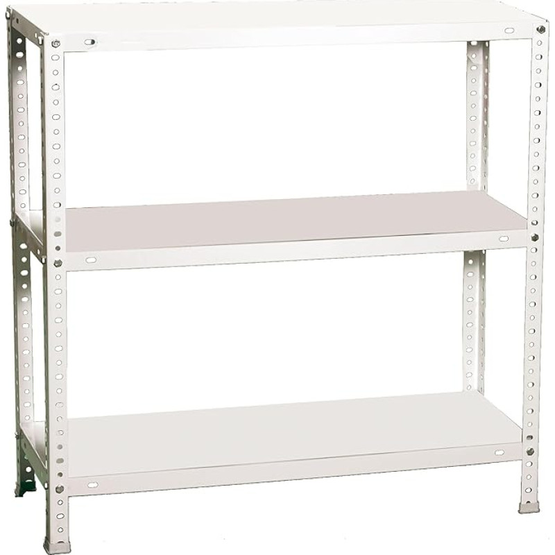 Simon Rack Heavy Duty Shelving Unit 900 x 800 x 500 mm, Maximum Load 100 kg, 3 Adjustable Shelves, Cellar Shelf, Storage Shelf, White Comfort