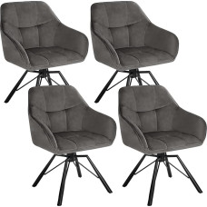 WOLTU BH365dgr-4 Swivel Dining Room Chairs, Set of 4, Kitchen Chair, Upholstered Chair, Swivel Chair, Comfortable Chair with Armrests, Backrest, Armrest Chair for Dining Room, Living Room, with Velvet