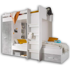 Stella Trading Maxi Modern Cabin Bed with Cupboard and 2 x Lying Surfaces 90 x 200 cm