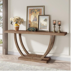 Tribesigns Console Table, Industrial Rustic Entrance Table for Hallway, 160cm Farmwood Sofa Table, Thicken Accent Tables for Living Room, 160 x 30 x 80 cm, Rustic Brown